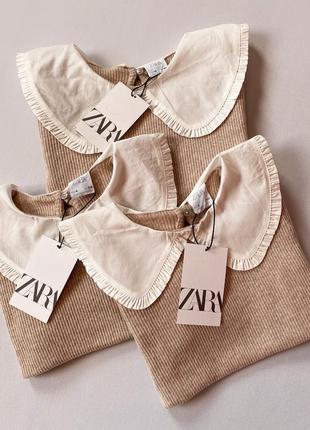 Кофта в рубчик с воротником на девочку 5-6-7 лет зара/zara