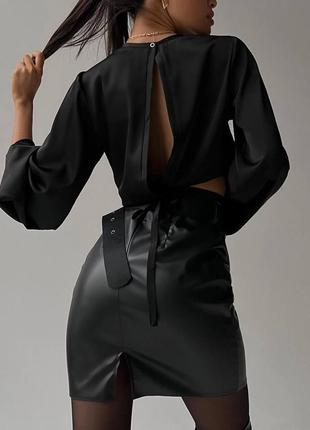 Супер блуза ліхтарик рукава чорна черная блузка с красивыми рукавами4 фото