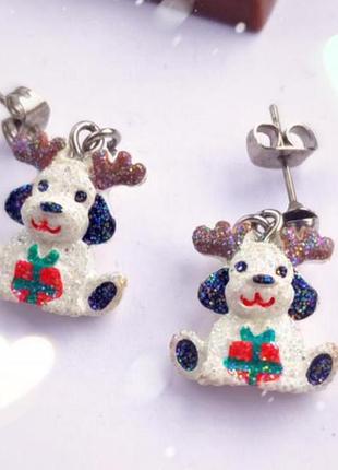 Сережки різдво олень новорічний подарунок прикраса