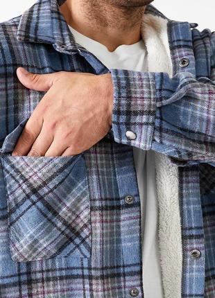 Мужская теплая рубашка куртка на меху sherpa в расцветках рр 46-5810 фото