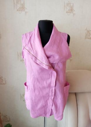 Натуральный пиджак, жакет на молнии, ассиметрия, crea concept