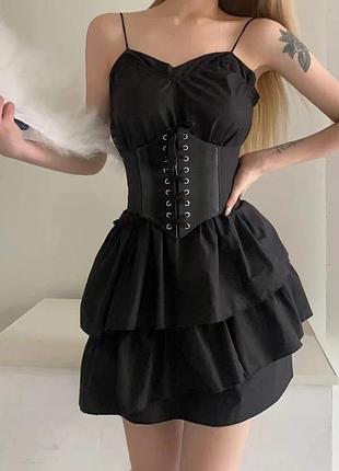 Корсет женский черный ремень на шнуровке