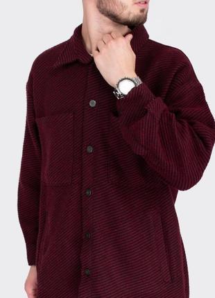 Мужская теплая рубашка в полоску эко кашемир осень деми зима