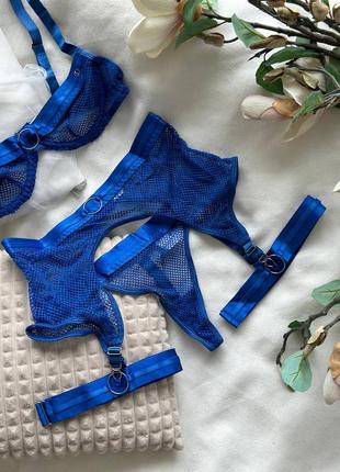 Сексуальный синий комплект нижнего белья с м л. эротическое белье8 фото