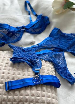 Сексуальный синий комплект нижнего белья с м л. эротическое белье9 фото