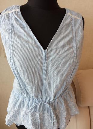 Натуральная моделирующая стройнящая блуза, полоска, баска, хлопок2 фото