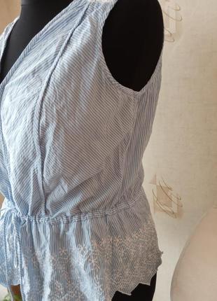 Натуральная моделирующая стройнящая блуза, полоска, баска, хлопок3 фото
