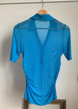 Голубая прозрачная футболка с воротником shein2 фото
