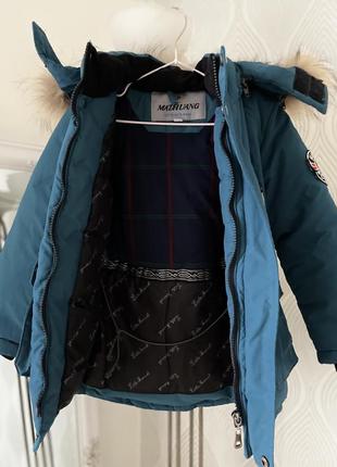 Зимова синя куртка парка на хлопчика 2-3 роки ріст 986 фото