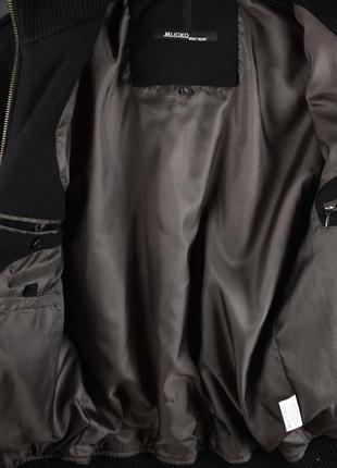 Mijoko мужская куртка шерстяная пальто на змейке короткое черное  размер m l6 фото