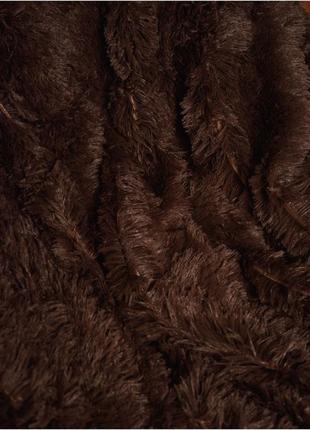 Плед травка меховое покрывало с длинным ворсом евро размер 210*230 коричневый3 фото