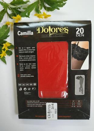 Панчохи червоні з мереживом під пояс dolores camilla 20