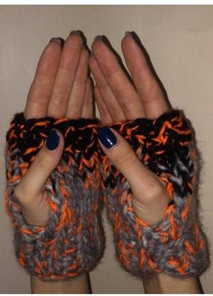 Новые теплые перчатки митенки