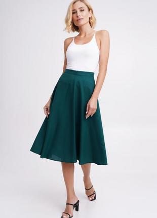 Женская юбка клеш меди, темно-зеленая подіум 27580-darkgreen xs зеленый2 фото