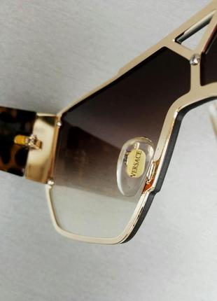 Versace очки маска женские солнцезащитные коричневые тигровые7 фото