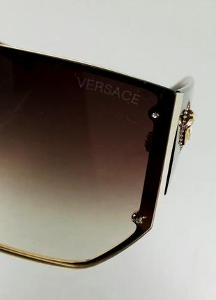 Versace очки маска женские солнцезащитные коричневые тигровые9 фото