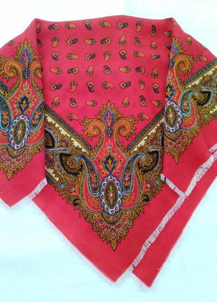 Шерстяной платок,ручная печать пр.щвейцария.