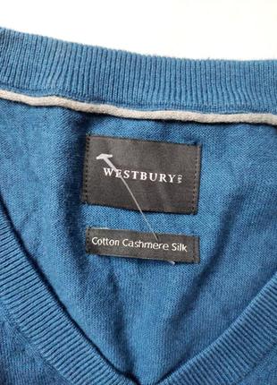 Джемпер чоловічий синього кольору коттон/кашемір/шовк від бренду westbury ca xxxl6 фото