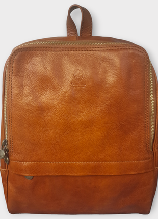 Коричневый кожаный рюкзак из плотной телячьей кожи, италия1 фото
