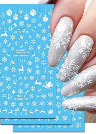Новогодние стикеры для ногтей, наклейки для ногтей f-2831 фото