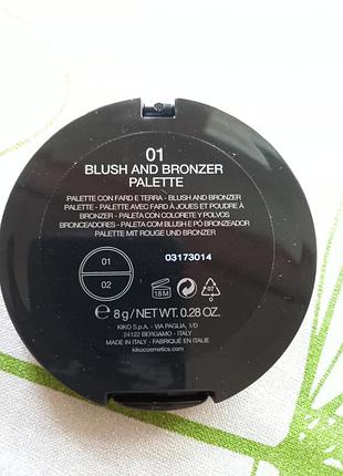 Палетка румяна и бронзер blush and bronzer face palette kiko milano 01