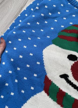 Свитер новогодний вязаная кофта со снеговиком3 фото