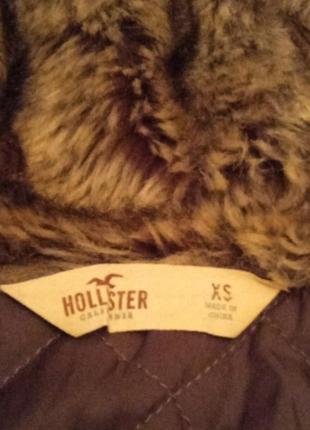 Женская теплая куртка удлиненная пальто парка с капюшоном хаки hollister5 фото