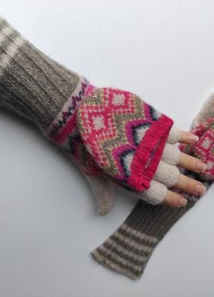 Шерсть ангора вязанные перчатки с открытыми пальцами