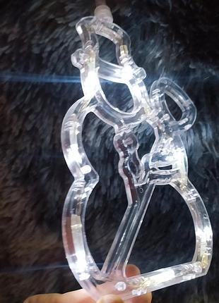 Лед светильник ночник снеговик новогодний рождественский декор га окно двери