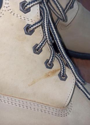 Ботинки черевики timberland original натуральний нубук бежеві з чорною підошвою10 фото