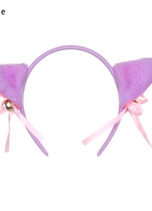 Обруч для волос: кошачьи ушки с колокольчиками - фиолетовые