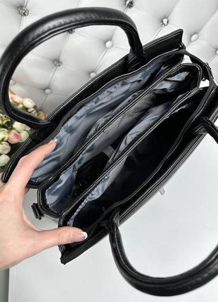 Женская сумка в деловом стиле на три отделения из эко кожи5 фото