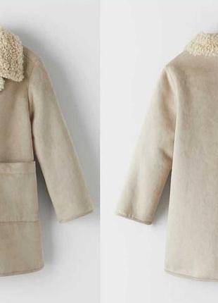 Zara пальто-дубленка под мех овчину