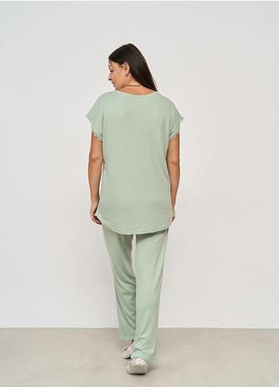 Комплект женский штаны и футболка зеленый 143652 фото