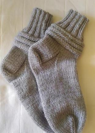 Шкарпетки в'язані вовняні ручної роботи, колір — сірий
