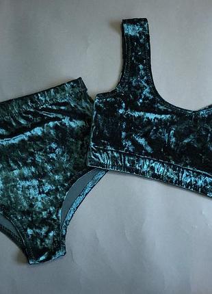 Костюм для занять pole dance, танці на пілоні, топ і труси оксамит