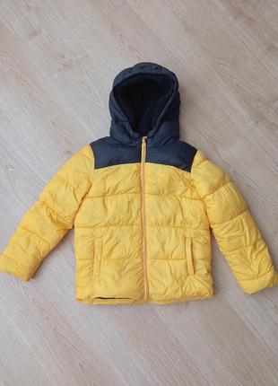 Куртка детская на мальчика 8 - 9 лет зимняя теплая желтая9 фото