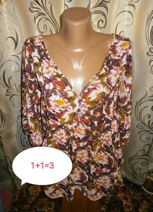 1+1=3 дуже красива шифонова блуза вільного крою з квітковим принтом b.young1 фото