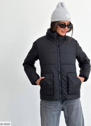 Куртка женская повседневная спортивная прогулочная короткая молодежная с капюшоном на молнии размеры 42-481 фото