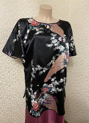Гарна блуза-туніка в японському стилі 100%шовк в’єтнам3 фото