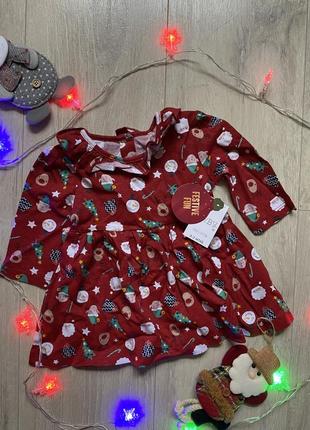 Новое новогоднее платье matalan 0-3 мес