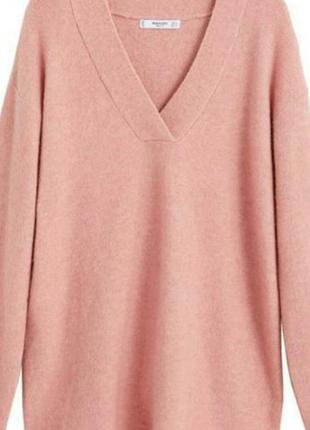 Свитер свитшот пуловер шерсть ангора пудра розовый свободного кроя оверсайз
v- горло mango2 фото
