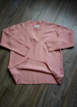 Свитер свитшот пуловер шерсть ангора пудра розовый свободного кроя оверсайз
v- горло mango9 фото