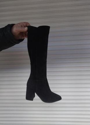 Женские черные замшевичоги на каблуках эврозима nivelle5 фото