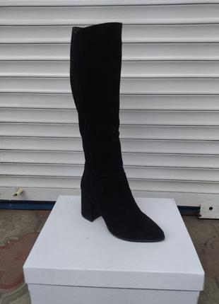 Женские черные замшевичоги на каблуках эврозима nivelle7 фото