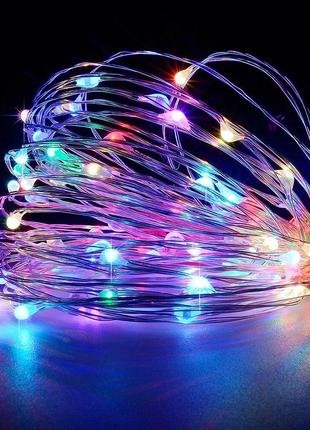 Гірлянда нитка роса крапля 10 м 100 лід колір мульти, мережева