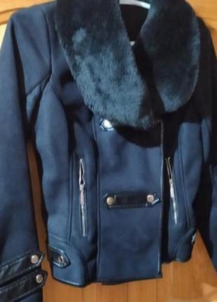 Коротка дублянка демісезонна , отстегним хутром, розмір с