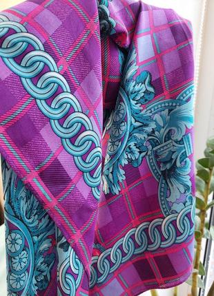 Японский винтажный шёлковый платок 1980-89 года(87 см на 88 см)3 фото