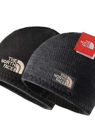 Двустороння шапка the north face сіро чорна