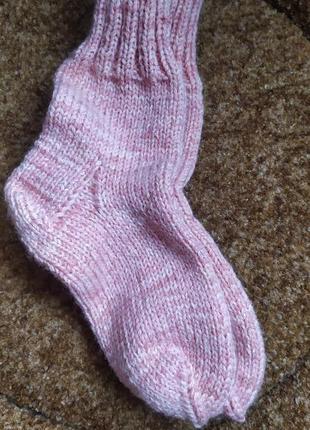 Вязаные шерстяные  носки женские,цвет - розовый меланж